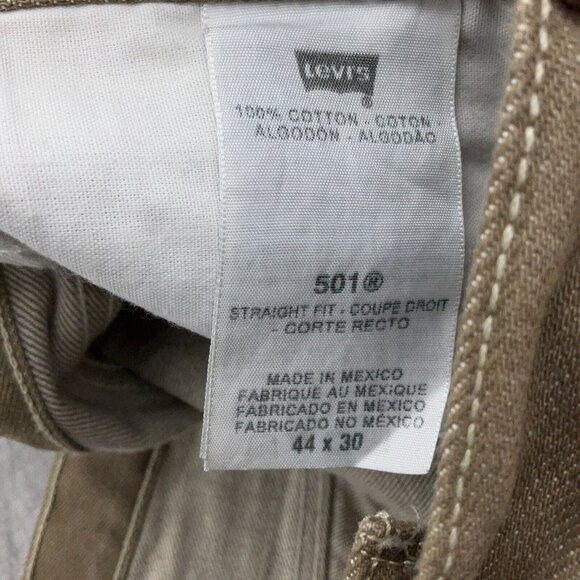 Levis 501 Jeans Men 42Wx29 Tan Brown Button Fly Straight Fit High Rise Cotton - Picture 3 of 14